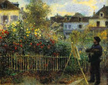 Pierre Renoir Monet Painting in his Garden